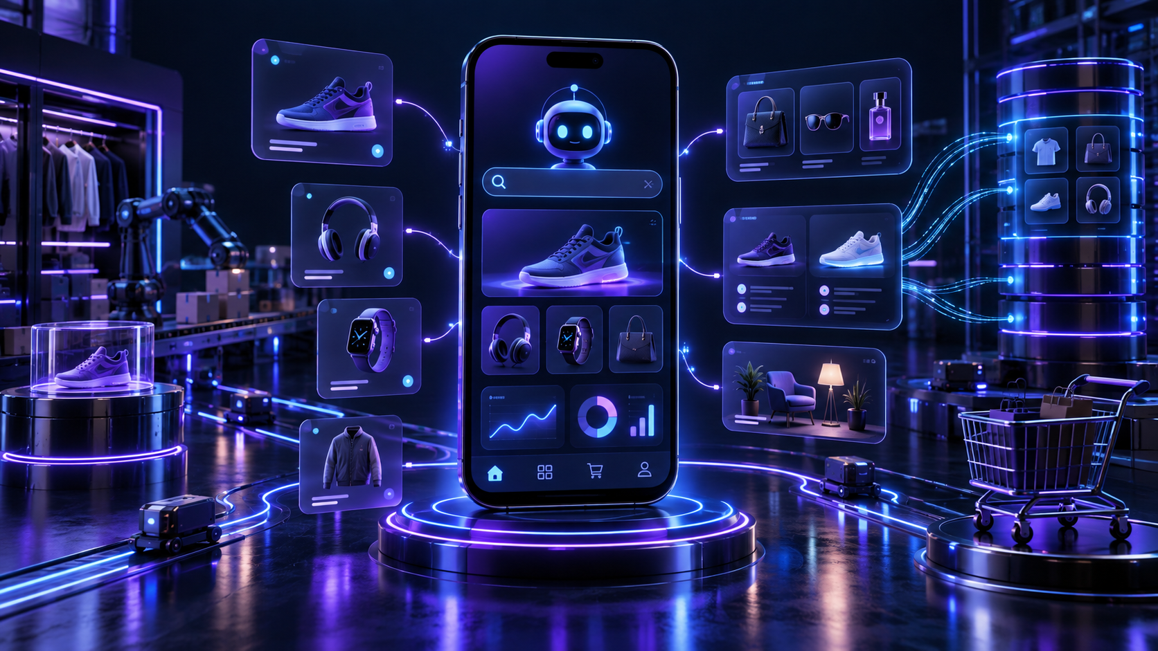 AI Ecommerce App Development mobile application concept