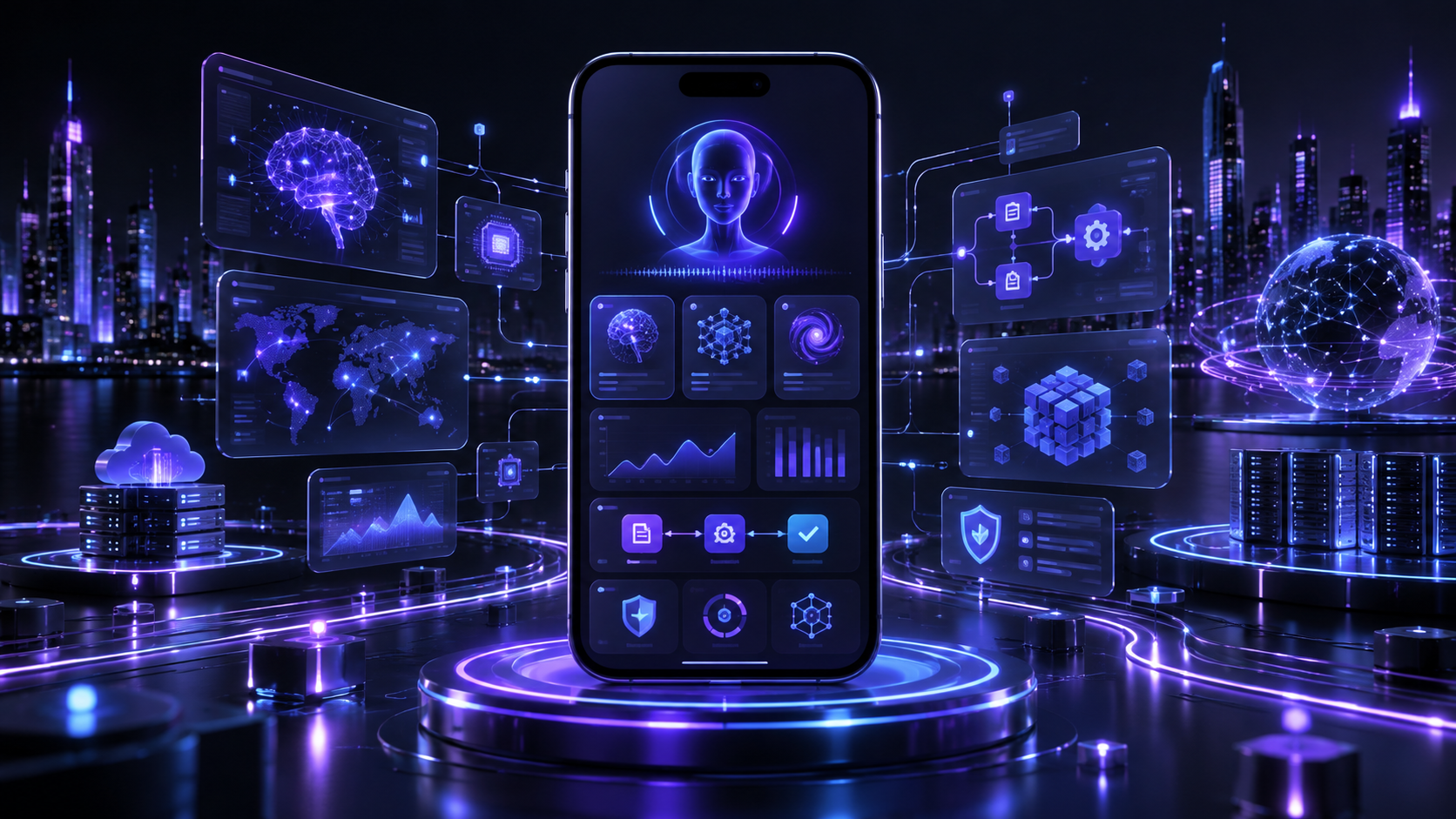 AI App Development mobile application concept